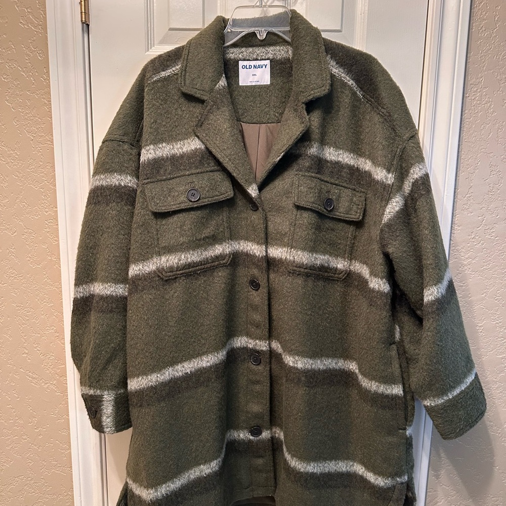 Old Navy Women's Olive Striped Utility Jacket
